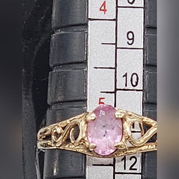Vintage 10k Solid Yellow Gold Amethyst Ring 5.25 Pinky Filigree Unique Lilac Gem - Picture 7 of 7